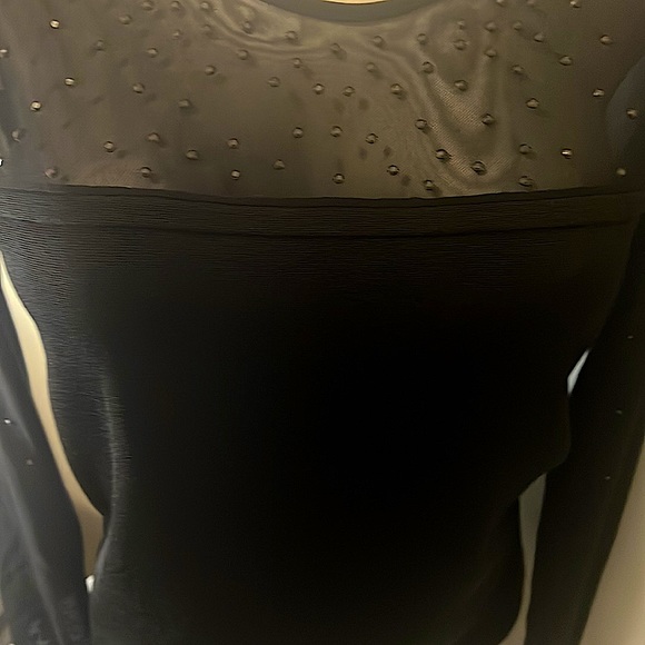 Cache Chest black sheer with Black rhinestones long sleeve with solid bottom. - Picture 12 of 14